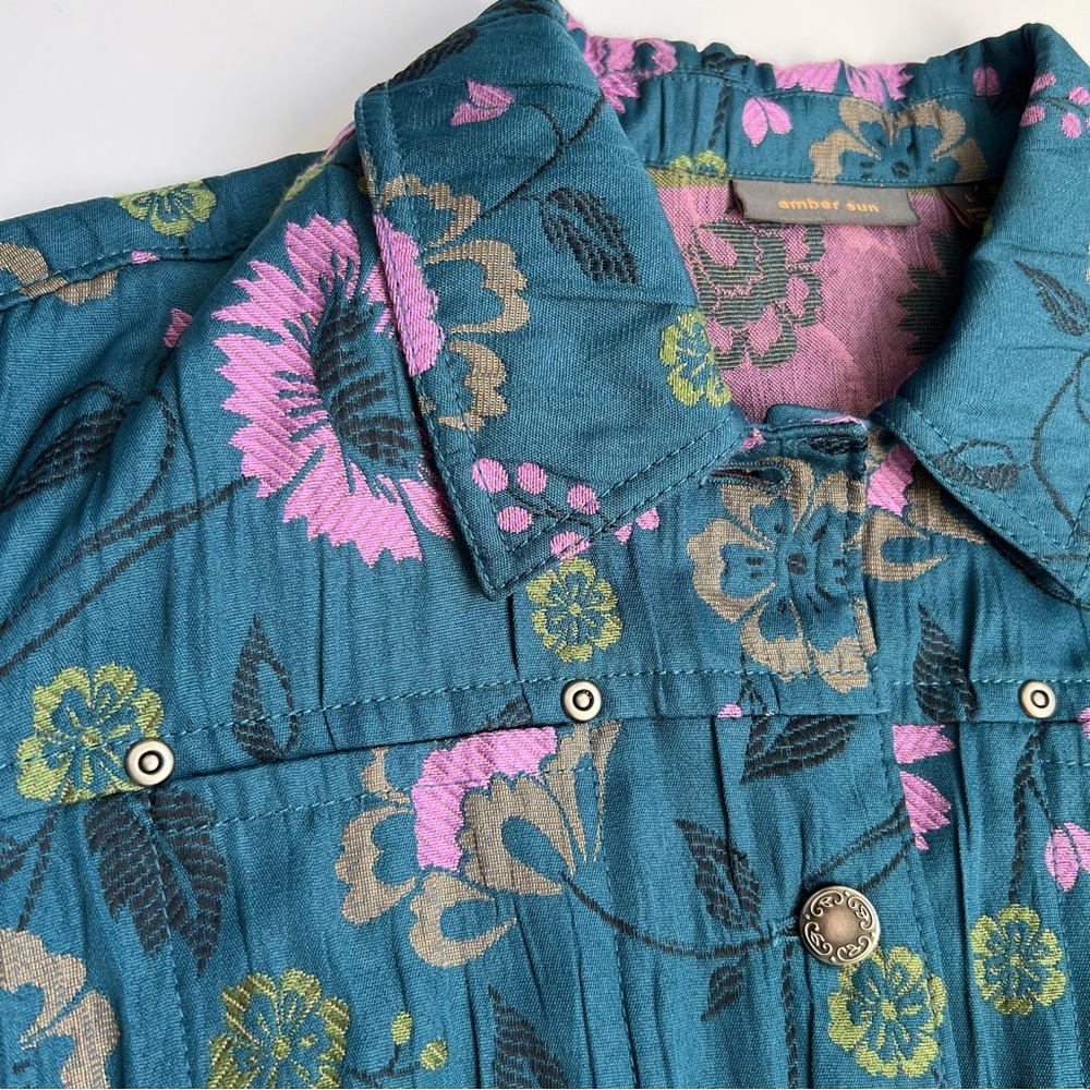 Multiple Color Flower Print Jacket, Size L. - image 8